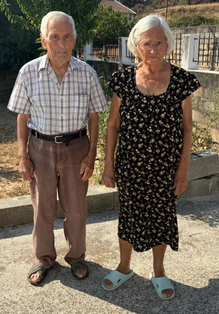 Bernardino e Júlia no dia que fizeram 75 de casamento